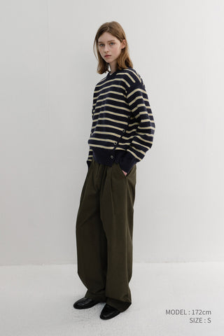 UNISEX STRIPED CHUNKY SWEATER NAVY