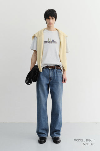 UNISEX APPLIQUE YACHT T-SHIRT LIGHT MELANGE GREY