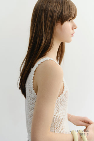 CROCHET BUSTIER KNIT TOP IVORY