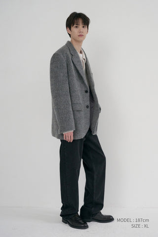 UNISEX ALPACA BLAZER COAT MELANGE GREY