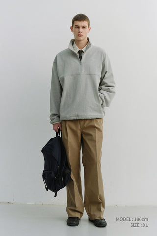 UNISEX RELAXED HALF ZIP-UP SWEATSHIRT MELANGE GREY