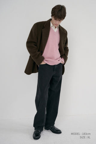 UNISEX ALPACA BLAZER COAT BROWN