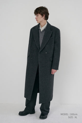 UNISEX TAILORED DOUBLE-BREASTED COAT CHARCOAL GREY PATTERN