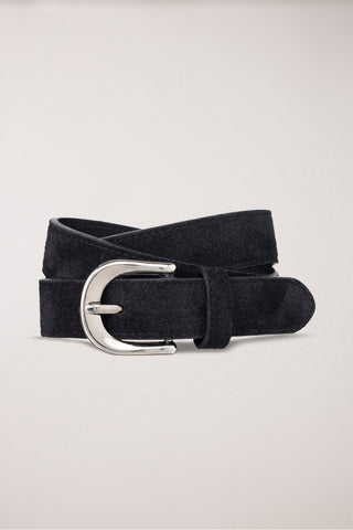 D-BUCKLE SUEDE BELT BLACK