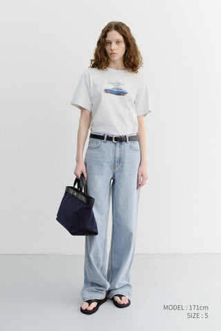 UNISEX SUMMER HOLIDAY CAR T-SHIRT LIGHT MELANGE GREY