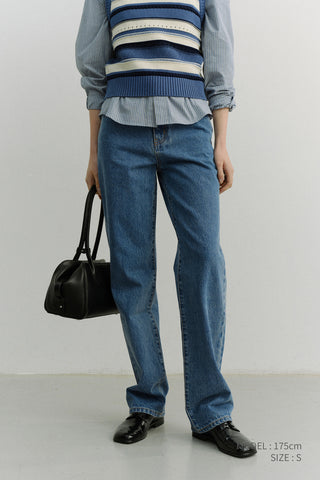 ESSENTIAL STRAIGHT FULL LENGTH JEANS CLASSIC BLUE
