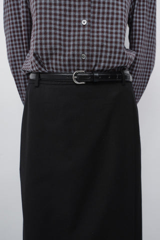 D-BUCKLE SLIM LEATHER BELT BLACK
