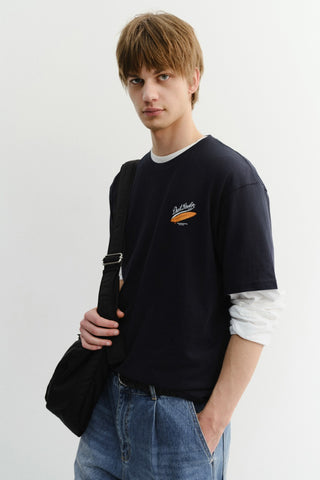UNISEX SUMMER HOLIDAY SURF BOARD T-SHIRT FRENCH NAVY