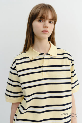 UNISEX STRIPED POLO SHIRT LEMON