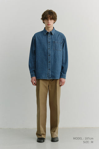 PLEATED CHINO SLACKS KHAKI BROWN