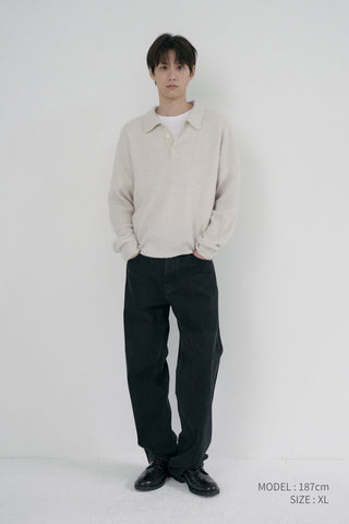 UNISEX HAIRY COLLARED SWEATER IVORY