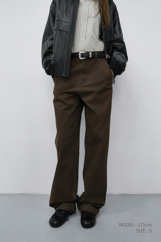 STRAIGHT CHINO SLACKS BROWN