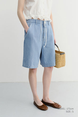 UNISEX LINEN DENIM SHORTS LIGHT BLUE
