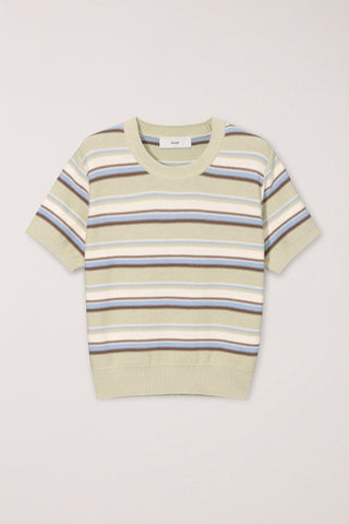 UNISEX STRIPED CREWNECK KNIT MINT CREAM
