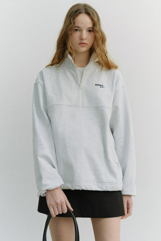 UNISEX RELAXED HALF ZIP-UP SWEATSHIRT LIGHT MELANGE GREY