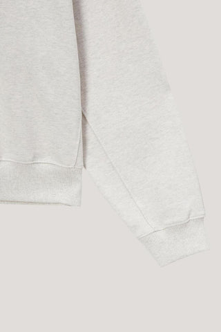 UNISEX LEATHER LOGO HALF ZIP-UP SWEATSHIRT OATMEAL MELANGE