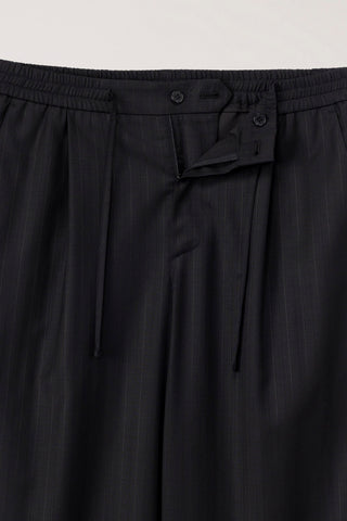 LOUNGE WOOL SLACKS BLACK STRIPE
