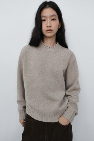 UNISEX CHUNKY ROLL NECK SWEATER LIGHT PEBBLE
