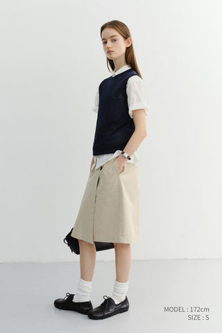 UNISEX SHEER LAYERING KNIT VEST NAVY