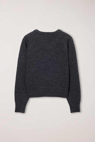 UNISEX SOFT VOLUME V-NECK SWEATER CHARCOAL GREY