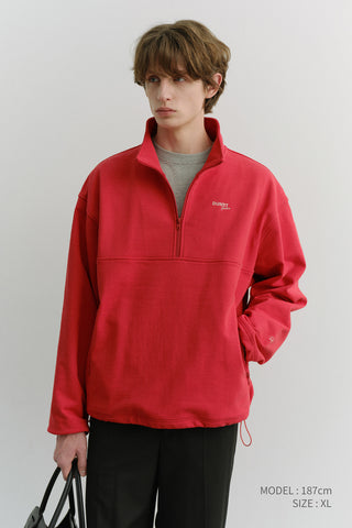 UNISEX RELAXED HALF ZIP-UP SWEATSHIRT RED