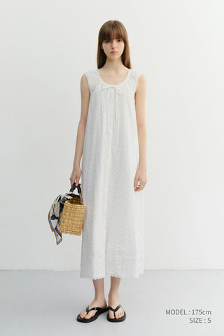 NEEDLEWORK BABYDOLL DRESS WHITE