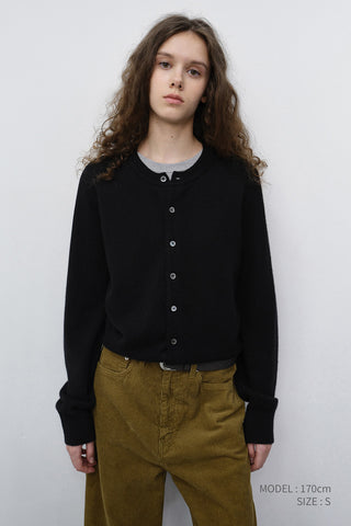 UNISEX CREWNECK KNIT CARDIGAN BLACK