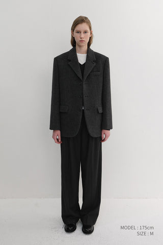 UNISEX 3 BUTTON WOOL BLAZER CHARCOAL GREY