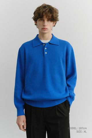 UNISEX CASHMERE COLLARED SWEATER BLUE
