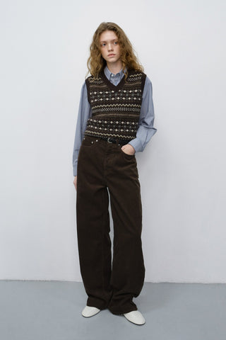 90S WIDE CORDUROY JEANS BROWN