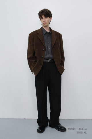 UNISEX RELAXED ALTER-SUEDE HALF JACKET BROWN
