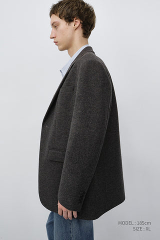 UNISEX CLASSIC 2 BUTTON WOOL BLAZER CHARCOAL BROWN