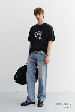 UNISEX DRAWING PUPPY T-SHIRT FRENCH NAVY
