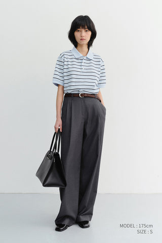 UNISEX STRIPED POLO SHIRT SOFT BLUE