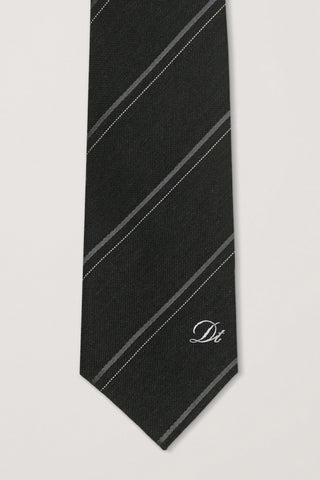 STRIPED TIE CHARCOAL GREY