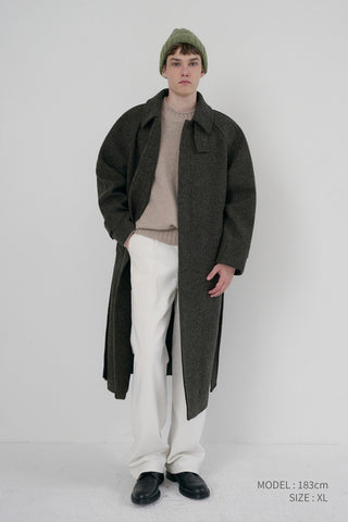 UNISEX RELAXED BALMACAAN COAT BROWN TWEED