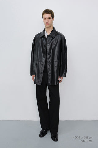 UNISEX LILY ALTER-LEATHER HALF JACKET BLACK