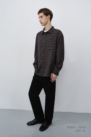 UNISEX CHECKED FLANNEL SHIRT KHAKI