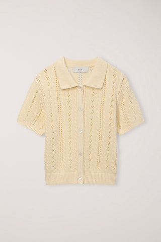 COLLARED HALF SLEEVE CARDIGAN BUTTER