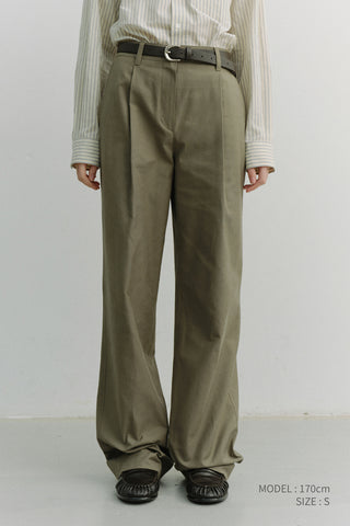 PLEATED CHINO SLACKS KHAKI