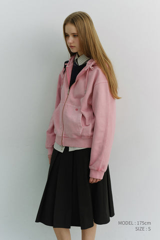 UNISEX GARMENT DYED ZIP-UP HOODIE LIGHT PINK