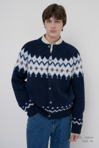UNISEX CHUNKY PATTERN CARDIGAN NAVY