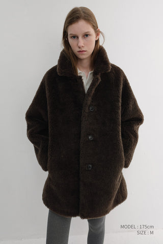 FLUFFY FUR JACKET BROWN