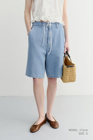 UNISEX LINEN DENIM SHORTS LIGHT BLUE