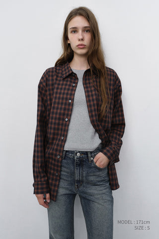 UNISEX CHECKED FLANNEL SHIRT BRICK