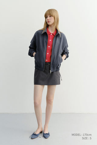 COLLARED HALF SLEEVE CARDIGAN RED