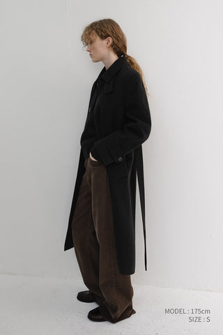 UNISEX BELTED CASHMERE MAC COAT BLACK