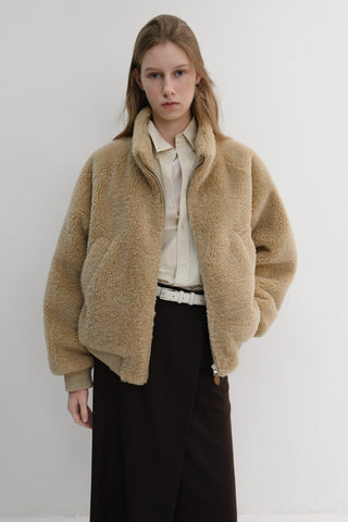 UNISEX BOA FLEECE BLOUSON CAMEL BEIGE