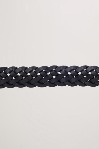 D-BUCKLE TWIST LEATHER BELT BLACK