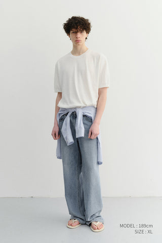 UNISEX LINEN CREWNECK KNIT WHITE